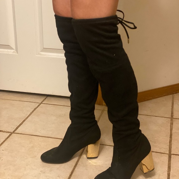 Black suede over the knee boots - Picture 3 of 11